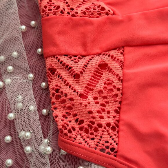 NWOT Coral Lace Cutout One Piece Swimsuit Women's Size Medium - Picture 10 of 12